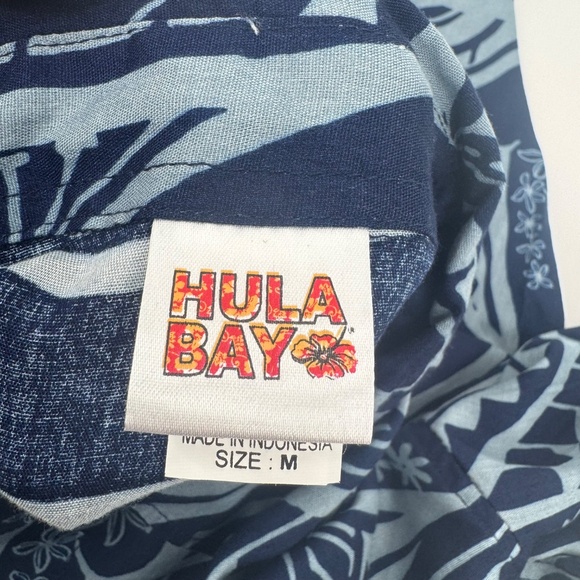 Hula Bay Hawaiian Shirt Men Medium NEW Blue Button Up Short Sleeve Rayon Tribal - Picture 7 of 11